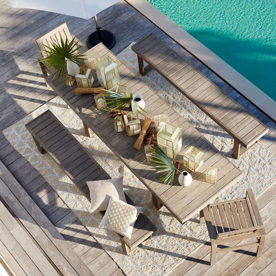 Portside Outdoor Expandable Dining Table - Weathered Grey | west elm